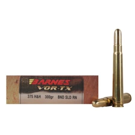 Barnes VOR-TX Safari .375 H&H Magnum 300 Gr. Banded Solid Round Nose- Box of 20