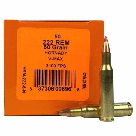 HSM Factory Blemish .222 Remington 50 Gr. Hornady V-Max Polymer Tip- Box of 50- 222-8-N-FB