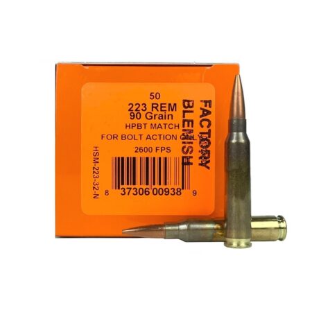 HSM Factory Blemish .223 Remington 90 Gr. Hollow Point Boat Tail Match(Bolt Action Only)- Box of 50