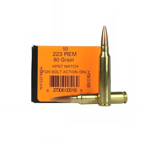 HSM Factory Blemish .223 Remington 80 Gr. Hollow Point Boat Tail Match(Bolt Action Only)- Box of 50