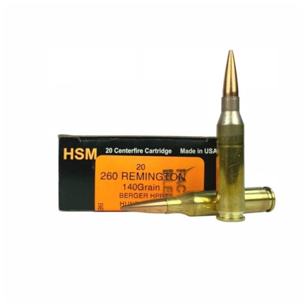 HSM Factory Blemish Trophy Gold .260 Remington 140 Gr. Berger Hunting VLD Hollow Point Boat Tail- Box of 20