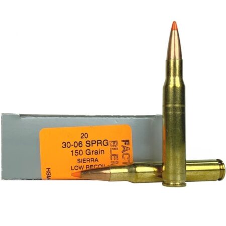 HSM Factory Blemish Low Recoil 30-06 Springfield 150 Gr. Sierra Tipped Spitzer Boat Tail- Box of 20