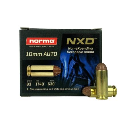 Norma NXD 10mm Auto 93 Gr. Fluted Non-eXpanding Defensive- Lead Free- Box of 20