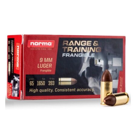 Norma Range & Training 9mm Luger 65 Gr. Frangible Flat Nose- Lead Free- Box of 50