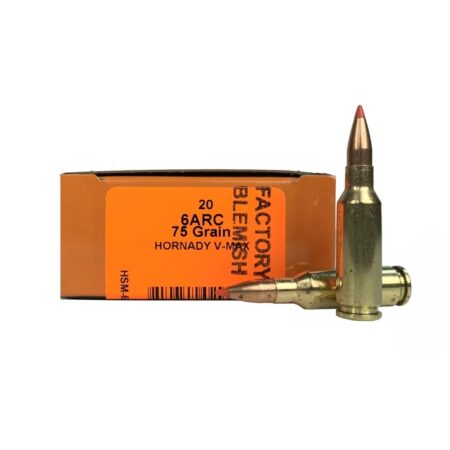 HSM Factory Blemish 6mm ARC 75 Gr. Hornady V-Max- Box of 20
