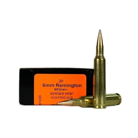 HSM Factory Blemish 6mm Remington 95 Gr. Berger Hunting VLD Hollow Point Boat Tail- Box of 20