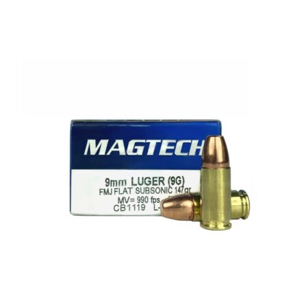 Magtech 9mm Luger 147 Gr. Full Metal Jacket Flat Point- Subsonic- Box of 50