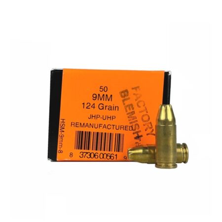HSM Factory Blemish Remanufactured 9mm Luger 124 Gr. Speer UniCor Jacketed Hollow Point- Box of 50
