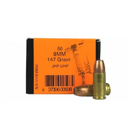HSM Factory Blemish 9mm Luger 147 Gr. Speer UniCor Jacketed Hollow Point- Box of 50