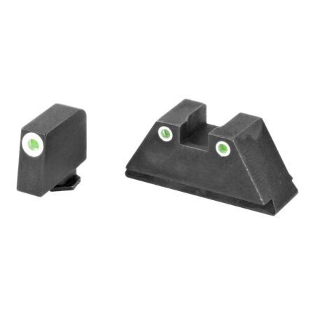 AmeriGlo All GLOCKs Tall Suppressor 3 Dot Tritium Night Sights- Front and Rear Green with White Outline