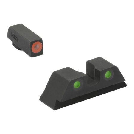 MeproLight Hyper-Bright Self-Illuminated Fixed Pistol Sights, Standard Glock- Orange Ring 2 Dot