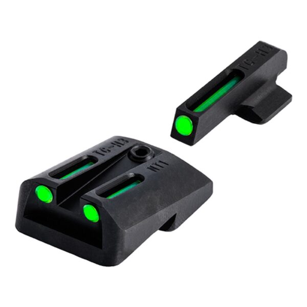 TRUGLO TFO Sight Set 1911 Commander 3" .45 ACP Novak Cut- Steel Tritium / Fiber Optic- Green Front / Green Rear