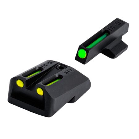 TRUGLO TFO Sight Set 1911 Commander 3" 9mm / .40 S&W Novak Cut- Steel Tritium / Fiber Optic- Green Front / Yellow Rear