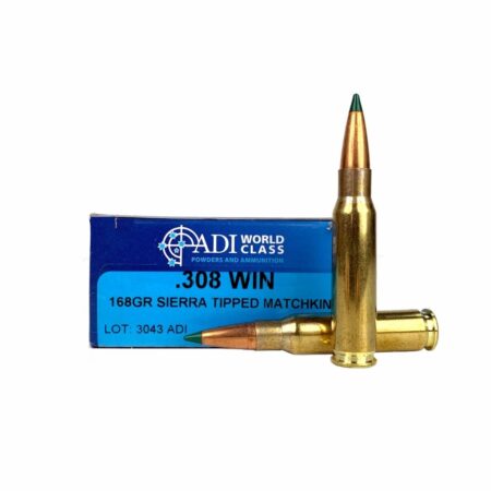 ADI .308 Winchester 168 Gr. Sierra MatchKing Polymer Tip Boat Tail- Box of 20