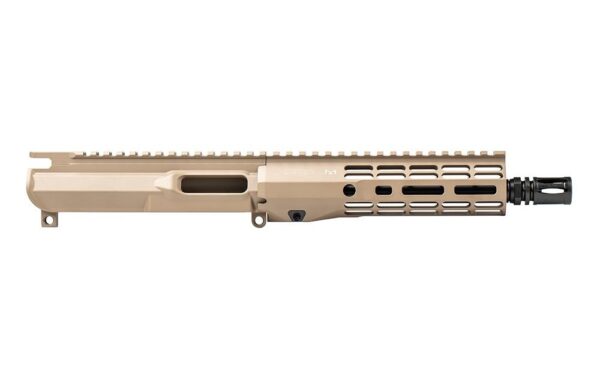 an image of the product Aero Precision EPC-9 AR-15 9mm Complete Threaded Upper Receiver with 8.3" Barrel, ALTAS R-ONE 7.3" Handguard- FDE- APAR620711M85
