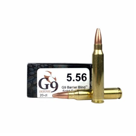 G9 Defense 5.56x45mm NATO 54 Gr. Barrier Blind Solid Copper Hollow Point- Lead Free- Box of 20