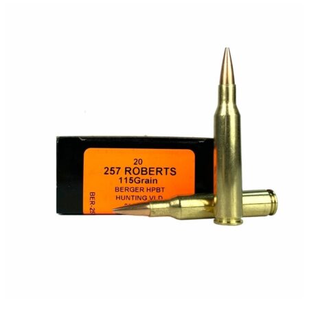 HSM Factory Blemish Trophy Gold .257 Roberts 115 Gr. Berger Hunting VLD Hollow Point Boat Tail- Box of 20