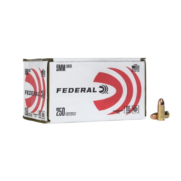 Federal Champion 9mm Luger 115 Gr. Full Metal Jacket- Box of 250