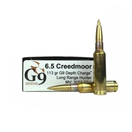 G9 Defense Long Range Hunter 6.5 Creedmoor 113 Gr. Solid Brass Depth Charge- Lead Free- Box of 20