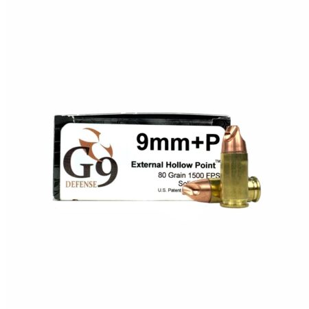 G9 Defense 9mm Luger +P 80 Gr. External Hollow Point- Lead Free- Box of 20