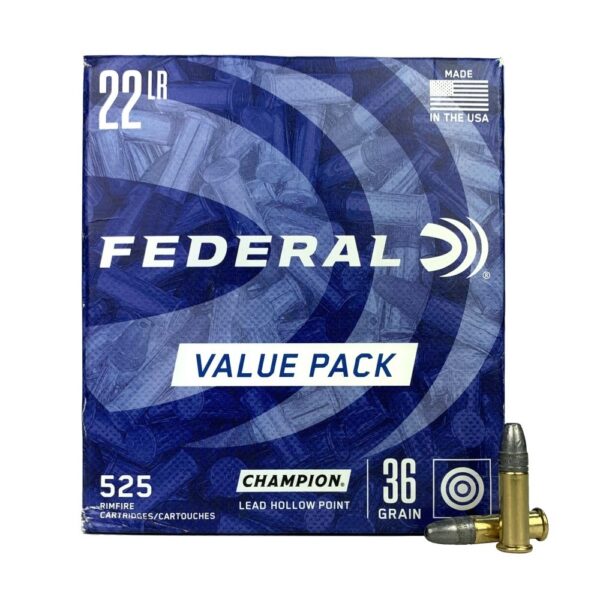 Federal Champion .22 Long Rifle 36 Gr. Lead Hollow Point- Value Pack of 525