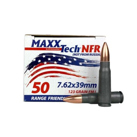 MaxxTech NFR 7.62x39mm 123 Gr. Full Metal Jacket- Polymer Coated Steel Case- Box of 50