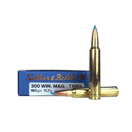 Sellier & Bellot .300 Winchester Magnum 180 Gr. TXRG Blue Polymer Tip Boat Tail- Lead Free- Box of 20