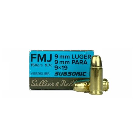 Sellier & Bellot 9mm Luger 150 Gr. Full Metal Jacket- Subsonic- Box of 50
