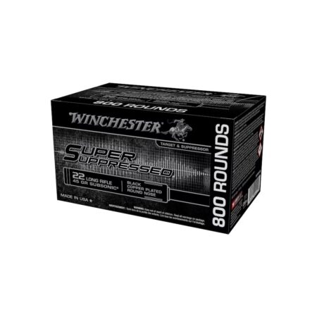 Winchester Super Suppressed .22 Long Rifle 45 Gr. Subsonic Black Copper Plated Round Nose- Box of 800