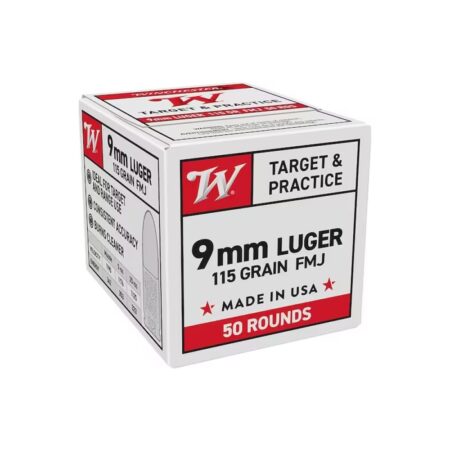 Winchester Target & Practice 9mm Luger 115 Gr. Full Metal Jacket- Box of 50