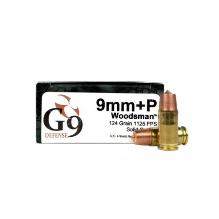 G9 Defense 9mm Luger +P 124 Gr. Woodsman Solid Copper- Lead Free- Box of 20