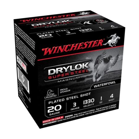 Winchester Drylok Super Steel Magnum 20 Gauge 3" 1 oz #4 Plated Steel Shot- Lead Free- Box of 25