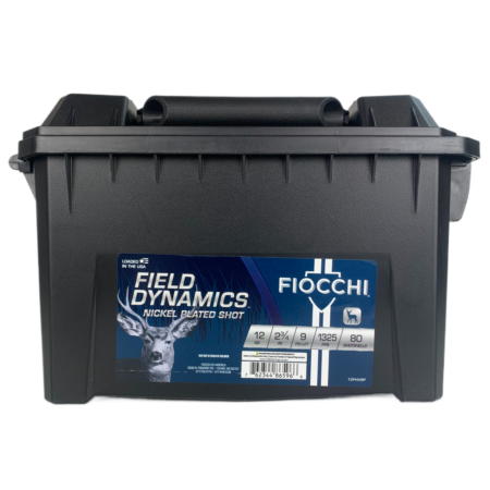 Fiocchi Field Dynamics 12 Gauge 2-3/4" 00 Buckshot 9 Nickel Plated Pellets- Ammo Can of 80