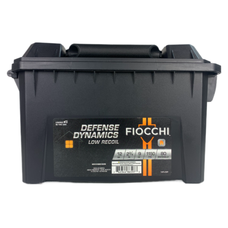 Fiocchi Defense Dynamics Low Recoil 12 Gauge 2-3/4″ Lead 00 Buckshot 9 Pellets- Ammo Can of 80