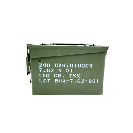 Black Hills 7.62x51mm 110 Gr. Barnes TSX Hollow Point- Lead-Free- Ammo Can of 240