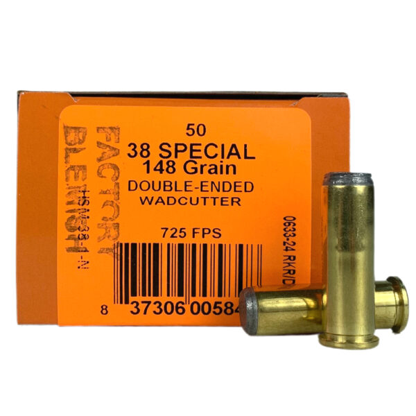 HSM Factory Blemish .38 Special 148 Gr. Soft Lead Double-Ended Wadcutter- Box of 50