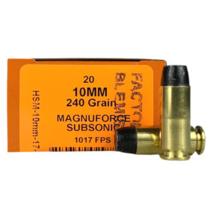 HSM Magnuforce 10mm Auto 240 Gr. Solid Lead Flat Nose- Subsonic- Box of 20