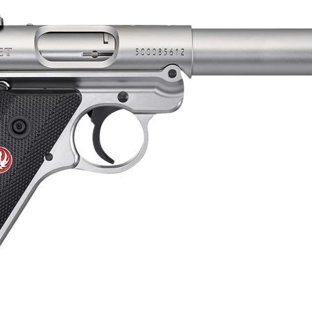 Ruger 40126 Mark IV Target 22 LR 10+1 5.50" Satin Threaded Bull Barrel, Drilled & Tapped Receiver, Satin Stainless Steel Frame, Black Checkered Polymer Grip, Right Hand