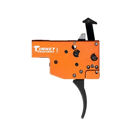 Timney Triggers 430 Replacement Trigger  Two-Stage Curved Trigger with 8 oz/1 lb Draw Weight & Black/Orange Finish for Tikka T3
