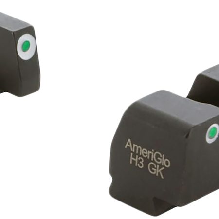 AmeriGlo XD181 Optic Compatible Sight Set for Springfield Armory XD  Green Tritium White Outline Front Sight-Green Tritium White Outline Rear Sight