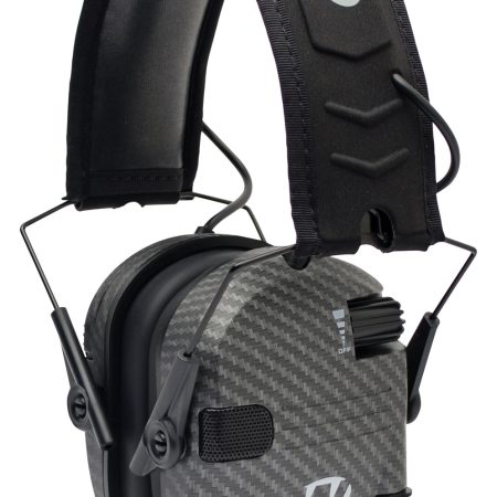 Walker's GWPRSEMCARB Razor Slim Electronic Muff 23 dB Over the Head Carbon Gray/Black Polymer