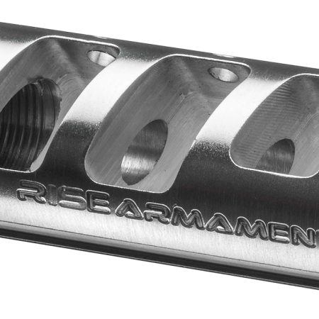Rise Armament RA701308SLVR RA-701  Silver Stainless Steel with 5/8"-24 tpi Threads & 2.50" OAL 1.35" Diameter for 7.62x51mm NATO AR-Platform