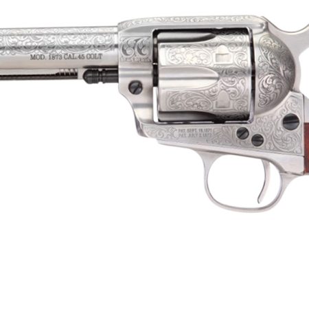 Taylors & Company 550929 1873 Cattleman 357 Mag Caliber with 5.50" Barrel, 6rd Capacity Cylinder, Overall White Floral Engraved Finish Steel & Walnut Grip