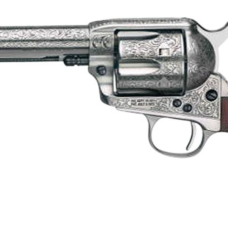 Taylors & Company 550927 1873 Cattleman 45 Colt (LC) Caliber with 5.50" Barrel, 6rd Capacity Cylinder, Overall White Floral Engraved Finish Steel & Walnut Grip