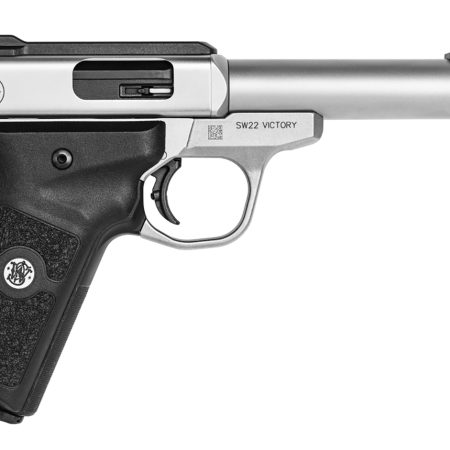 Smith & Wesson 11536 SW Victory Target *MA Compliant 22 LR  5.50" Bull Barrel 10+1,   Stainless Steel Barrel, Slide, &  Frame, Black Polymer Grip with Integrated Target Thumb Rest, Manual Safety