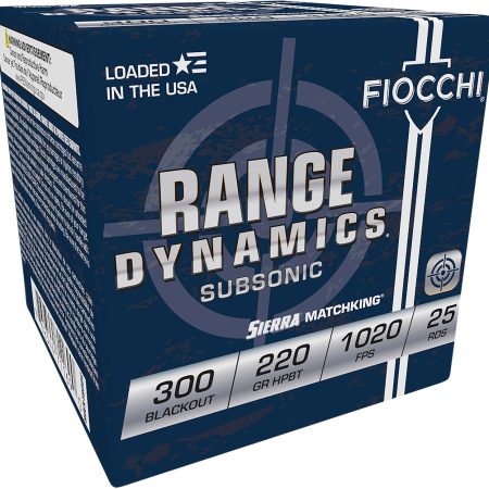 Fiocchi 300BLKMB Range Dynamics  300Blackout 220gr Sierra MatchKing BTHP 25 Per Box/20 Case