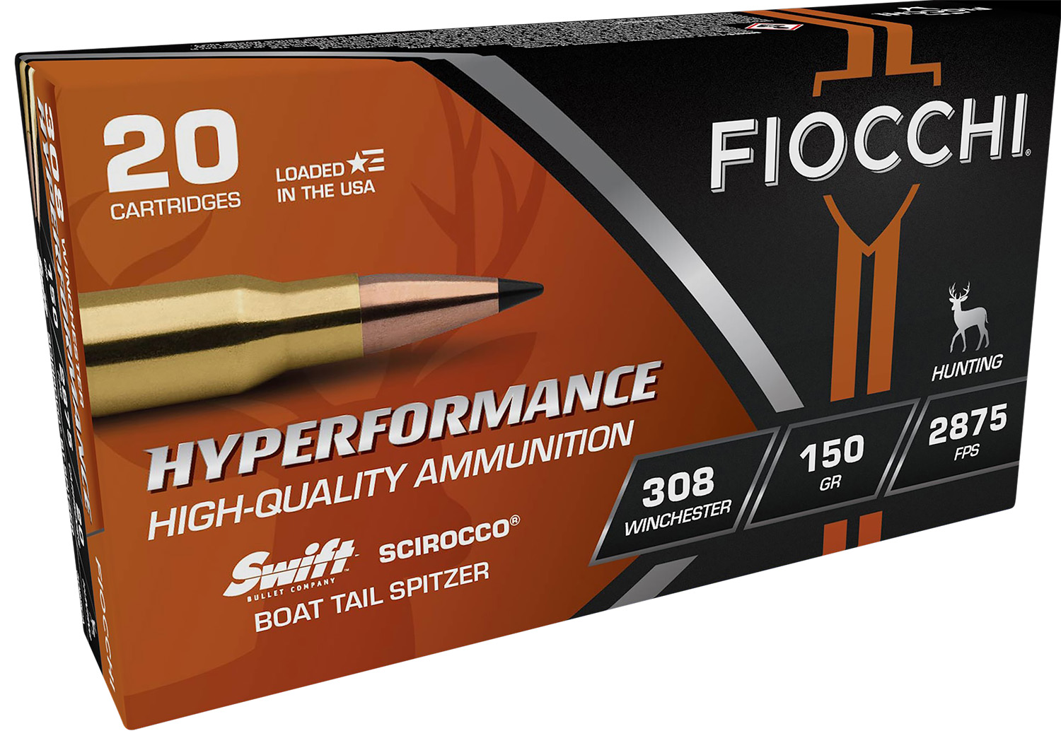 Fiocchi 308SCA Hyperformance 308Win 150gr Swift Scirocco II Bonded 20 Per Box/10 Case