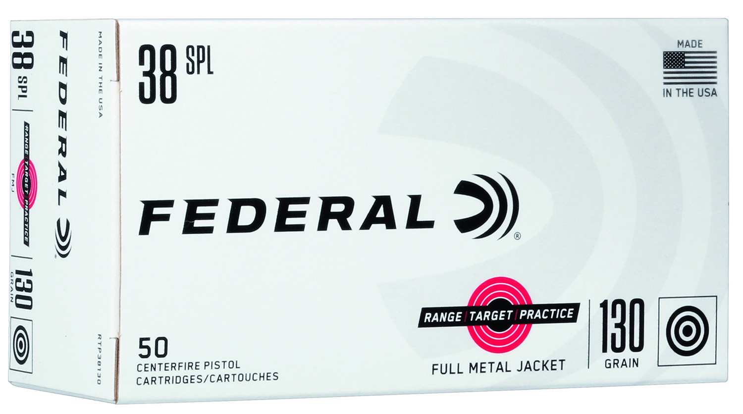 Federal RTP38130 Range & Target 38Special 130gr Full Metal Jacket 50 Per Box/20 Case