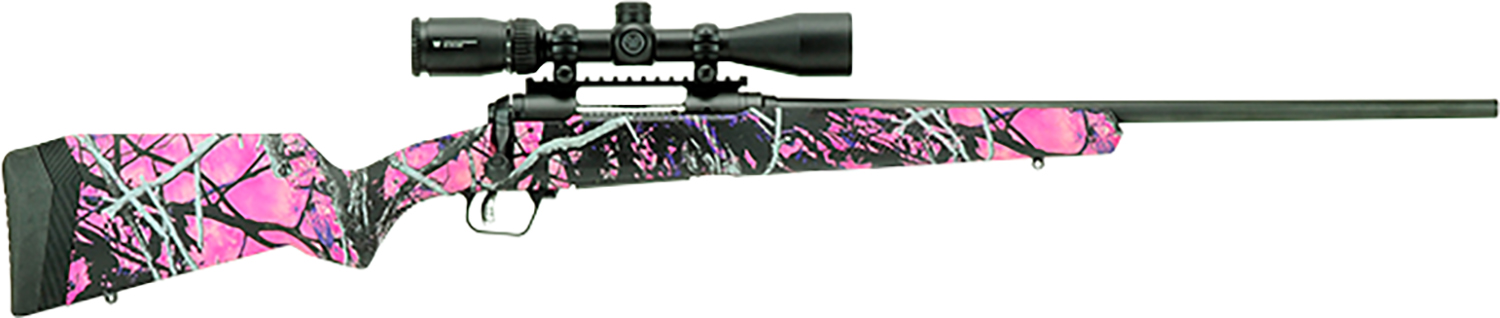Savage Arms 57338 110 Apex Hunter XP 7mm-08 Rem 4+1 20", Matte Black Metal, Muddy Girl Synthetic Stock, Vortex Crossfire II 3-9x40mm Scope