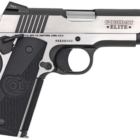 Colt Mfg O4082CE Combat Elite Commander 9mm Luger 8+1 4.25" Stainless Steel Barrel, Two-Tone Serrated Stainless Steel Slide & Frame w/Beavertail, Black Scalloped G10 Grip, Ambidextrous
